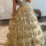 Leona |Princess Off the Shoulder Sequined Lace Prom Dress