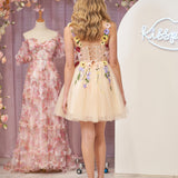 A-line Tulle Homecoming Dress with 3D Flowers