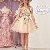 A-line Tulle Homecoming Dress with 3D Flowers