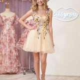 A-line Tulle Homecoming Dress with 3D Flowers