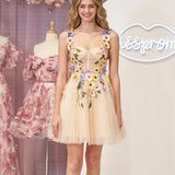 A-line Tulle Homecoming Dress with 3D Flowers