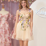 A-line Tulle Homecoming Dress with 3D Flowers