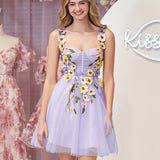 A-line Tulle Homecoming Dress with 3D Flowers