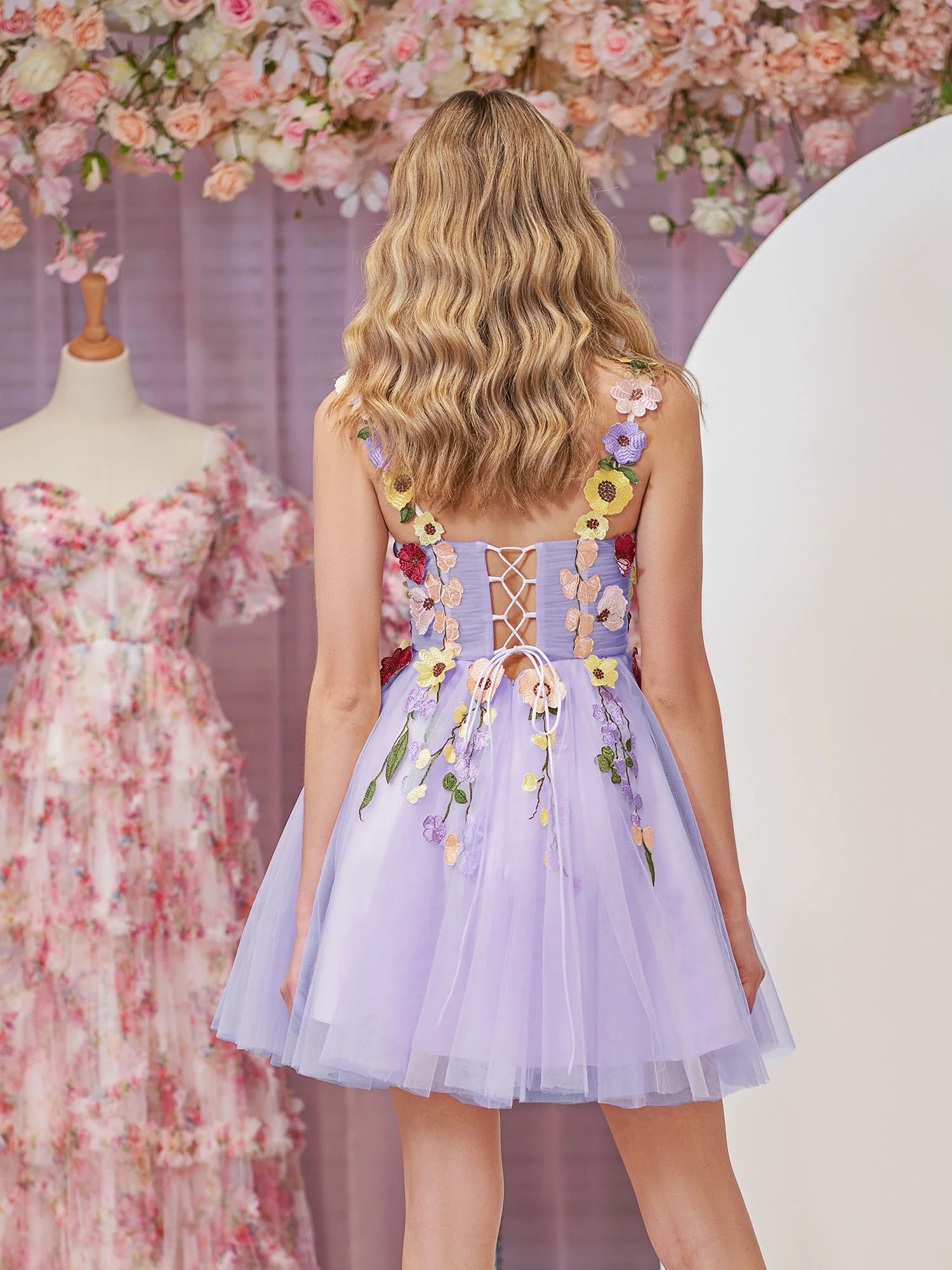 A-line Tulle Homecoming Dress with 3D Flowers