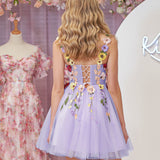 A-line Tulle Homecoming Dress with 3D Flowers