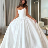 Ball Gown Strapless Satin Wedding Dresses