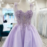 Sierra | Lavender Floral Appliques Sweetheart A-Line Short Homecoming Dress