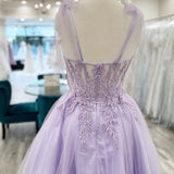 Sierra | Lavender Floral Appliques Sweetheart A-Line Short Homecoming Dress