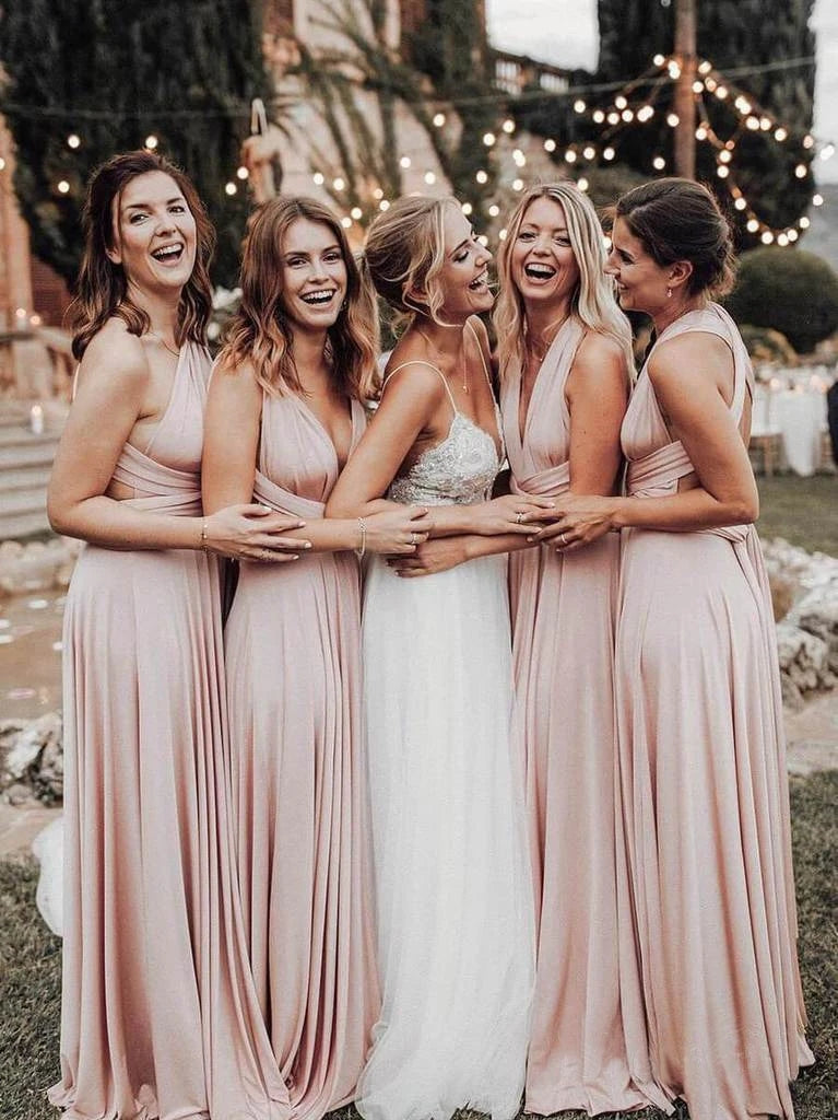 Pastel pink bridesmaid dresses best sale