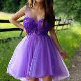 Victoria |A-line Illusion Neck Tulle Homecoming Dress