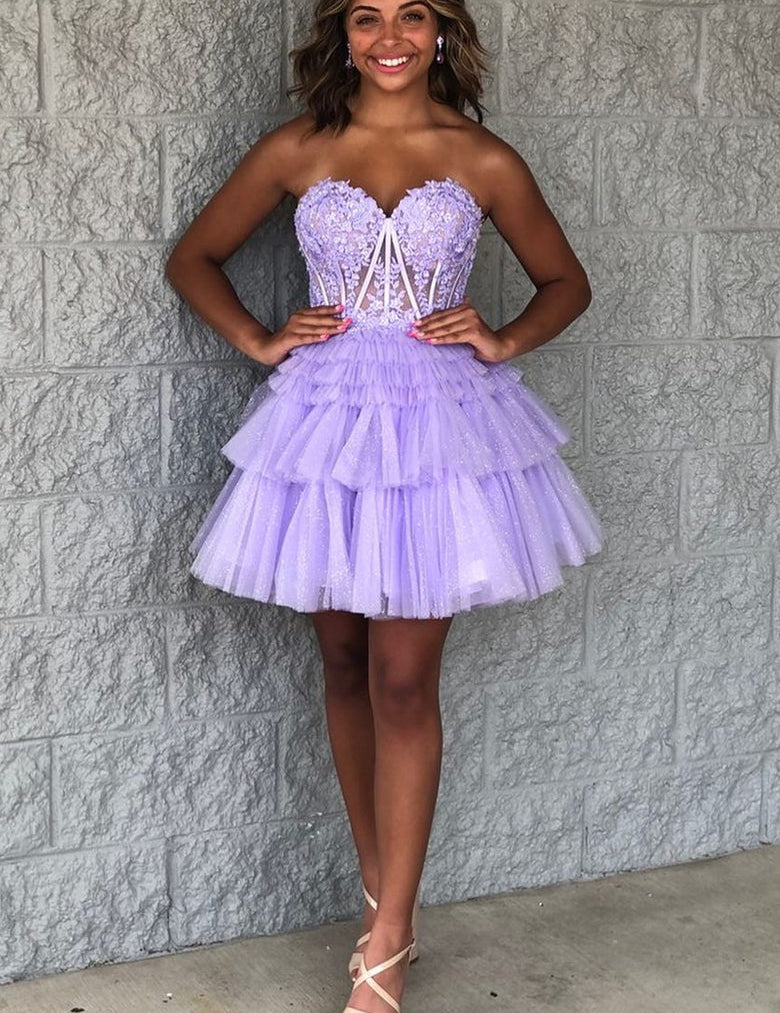 Ivy | A-Line Sweetheart Lace Short Homecoming Dress