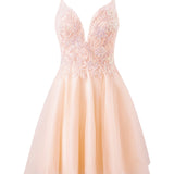 Grace | A-line Short Spaghetti Strap Glitter Tulle Homecoming Dress