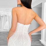 Mermaid Strapless White Lace Wedding Dresses