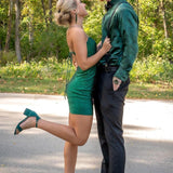 Dark Green Spaghetti Straps Short Homecoming Dresses with Beading