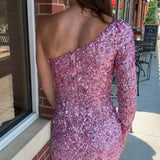 Gwendolyn |Bodycon One-Shoulder Sequins Homecoming Dress