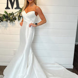 Mermaid Strapless Satin Wedding Dresses