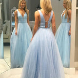 Alaiya |A-Line V Neck Glitter Tulle Prom Dress