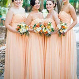 Cheap Sweetheart Orange Chiffon Long Bridesmaid Dresses Online