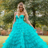 Harmony |A-Line Sweetheart Tiered Tulle Prom Dress with Slit