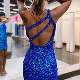 Magdalene |Bodycon One Shoulder Sequins Homecoming Dress