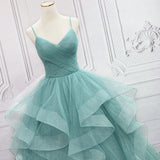 Quinceanera Dress Green V Neck Tulle Long Prom Dress Green Sweet Dress