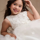 Ella Floral Applique Tulle Flower Girl Dress