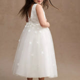 Ella Floral Applique Tulle Flower Girl Dress