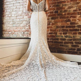 Goldie | White Lace Sweetheart Sleeveless Mermaid Long Wedding Dress