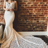 Goldie | White Lace Sweetheart Sleeveless Mermaid Long Wedding Dress