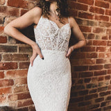 Goldie | White Lace Sweetheart Sleeveless Mermaid Long Wedding Dress