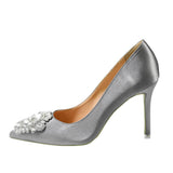 Grey Rhinestone Party Shoes