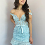 Griselda |Sheath Off the Shoulder Lace Homecoming Dress