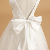 Grace V-neckline Lace Tulle Flower Girl Dress