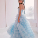 Harmony |A-Line Sweetheart Tiered Tulle Prom Dress with Slit