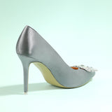 Grey Rhinestone Party Shoes