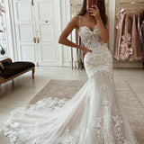 Kinslee | Mermaid Sweetheart Spaghetti Straps Wedding Dress With Appliques