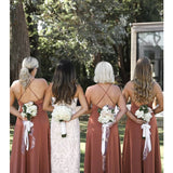 Simple Criss-Cross Straps Back Dusty Rose Bridesmaid Dress