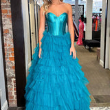 Harmony |A-Line Sweetheart Tiered Tulle Prom Dress with Slit