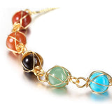 Women¡¯s Gold 7 Chakra Stones Adjustable Link Bracelets with Gemstone