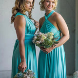 A Line Halter Neck Jersey Bridesmaid Dress With Half Sleeves And Straps Back