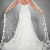 One Tier Lace Appliques Edge Cathedral Veil Long Wedding Veil