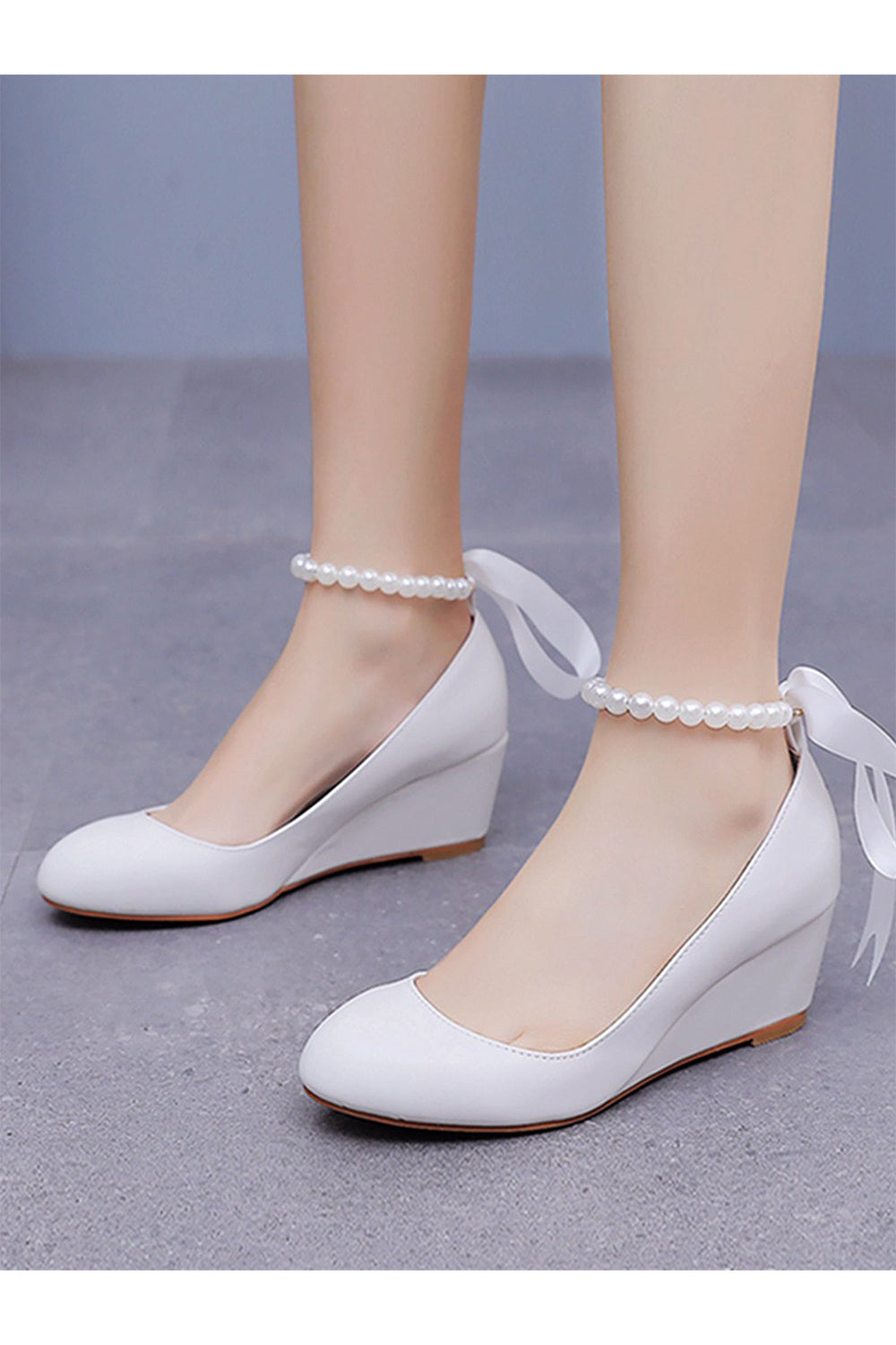 Round Toe Platform Heels Beaded Mary Janes