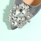 Grey Rhinestone Party Shoes