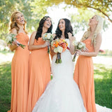 Cheap Sweetheart Orange Chiffon Long Bridesmaid Dresses Online