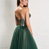 Strapless Puffy Midi Tulle Dress