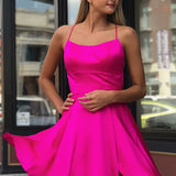 Gloria |A-line Spaghetti Straps Satin Homecoming Dress