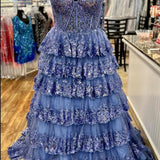 Leona |Princess Off the Shoulder Sequined Lace Prom Dress