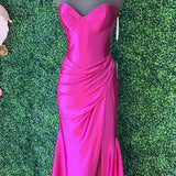 Abby | Sweetheart Fuchsia Pleated Mermaid Long Prom Dress