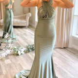 Light Green Convertible Satin Mermaid Prom Bridesmaid Dress