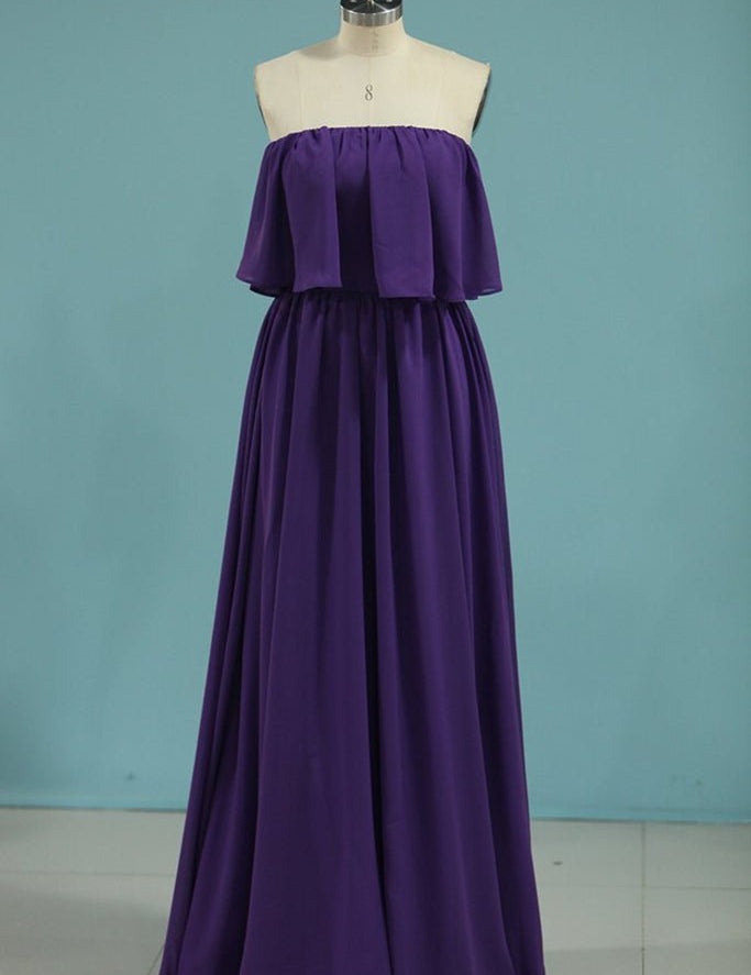 A Line Long Chiffon Off the Shoulder Mix And Match Bridesmaid Dresses